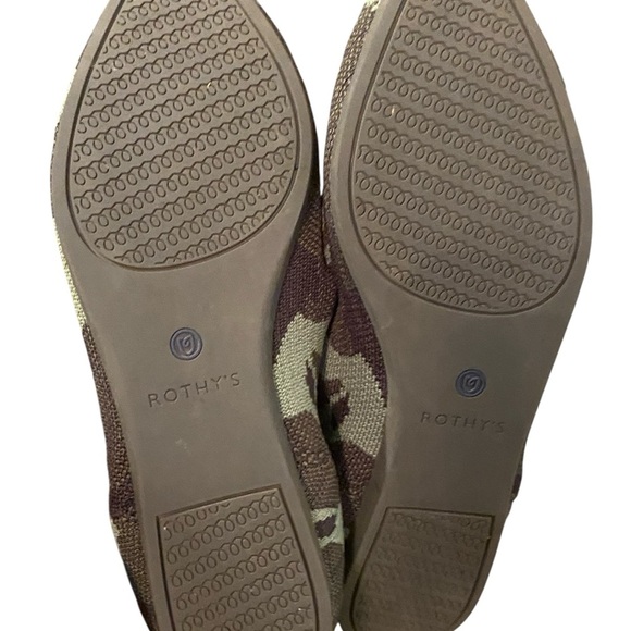 Rothys Shoes Womens Green Slip On Olive Camo Pointed Toe Flat Shoes - Picture 6 of 8